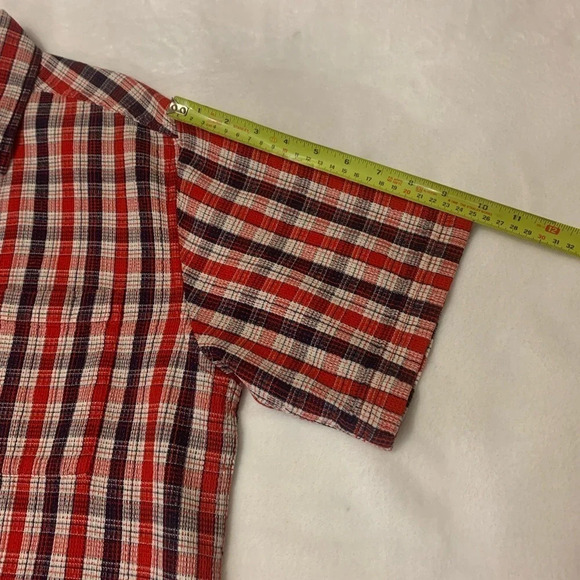 Tommy Hilfiger Men's Button Down Short Sleeve Polo Shirt Red White Blue Size M - Picture 10 of 10